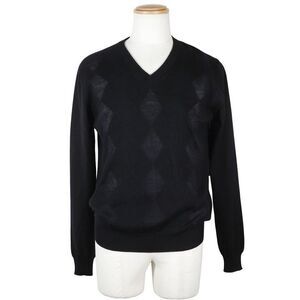 Prada Argyle Lay032872 Wool X Nylon X Cashmere Black Men's Sweater